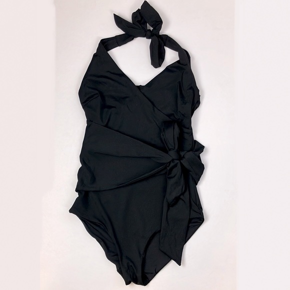 Onia Elena Tie Front One Piece Swimsuit in Black - Picture 5 of 12